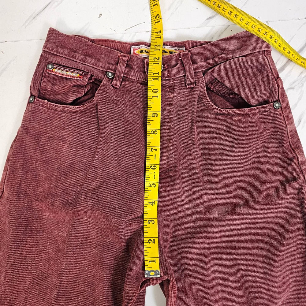 Vintage 90s GSAF High Waist Mom Jeans Burgundy Red Tapered Leg Denim Mexico Sz 6 - Picture 13 of 14
